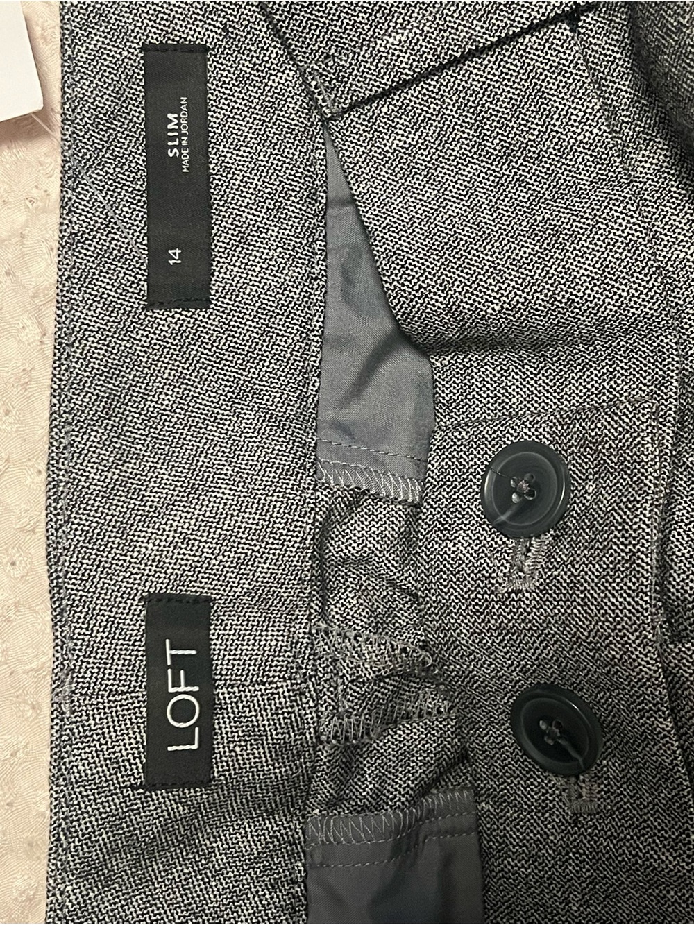 LOFT Black and White Textured Slim Trousers - Picture 2 of 4